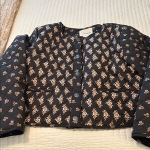 Lucky Brand Black Floral Quilted Jacket